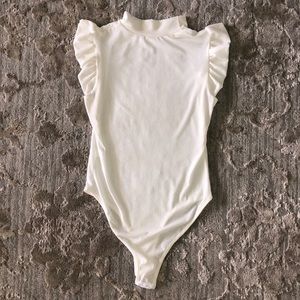 White Ruffled Sleeve Bodysuit